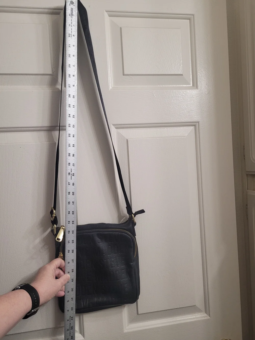 Stve Madden Black Leather Crossbody Bag with Gold Hardware